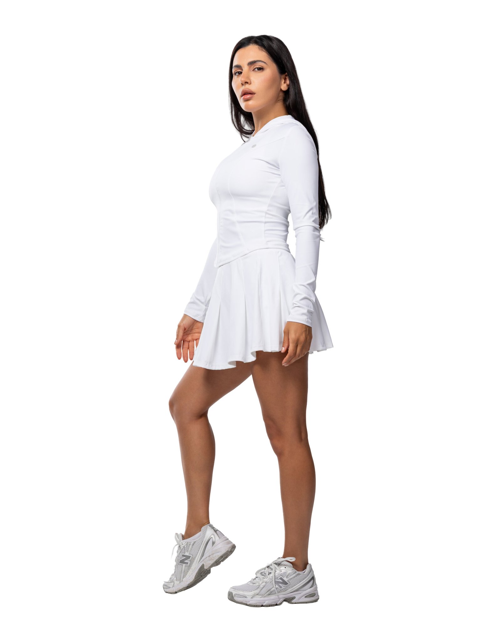 Nova - White Set - Skirt & Sport Bras & Jacket